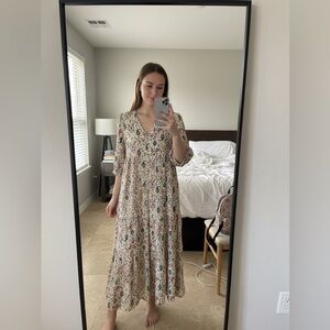 Zara Multicolor Ikat Print 3/4 Sleeve Maxi dress
NWOT XS